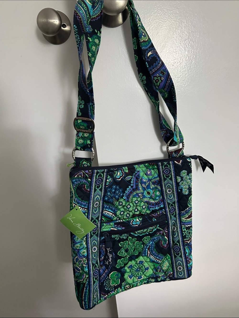 NWT Vera Bradley Paisley floral quilted “hipster blue rhapsody” Bag - blue green